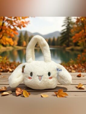 Sanrio  Cinnamonroll white  Plush Bunny Handbag with Bow Accent